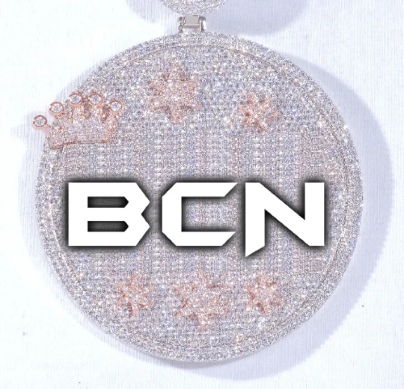 CUSTOM LETTER NECKLACE 3D BIG CROWN DISC sold by The GUU Shop