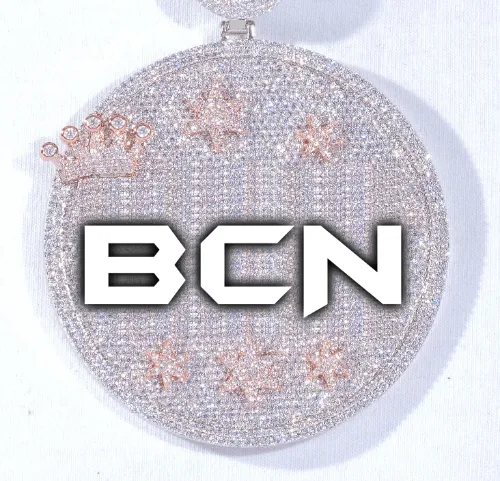 CUSTOM LETTER NECKLACE 3D BIG CROWN DISC sold by The GUU Shop