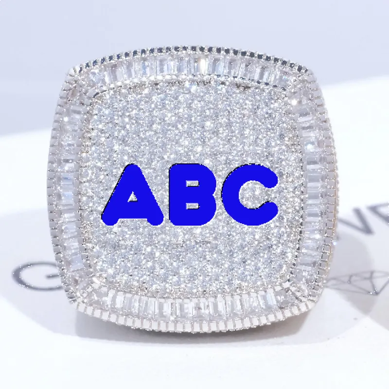 CUSTOM LETTER 3D ICED RING sold by The GUU Shop