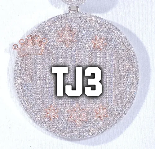 CUSTOM LETTER NECKLACE 3D BIG CROWN DISC sold by The GUU Shop