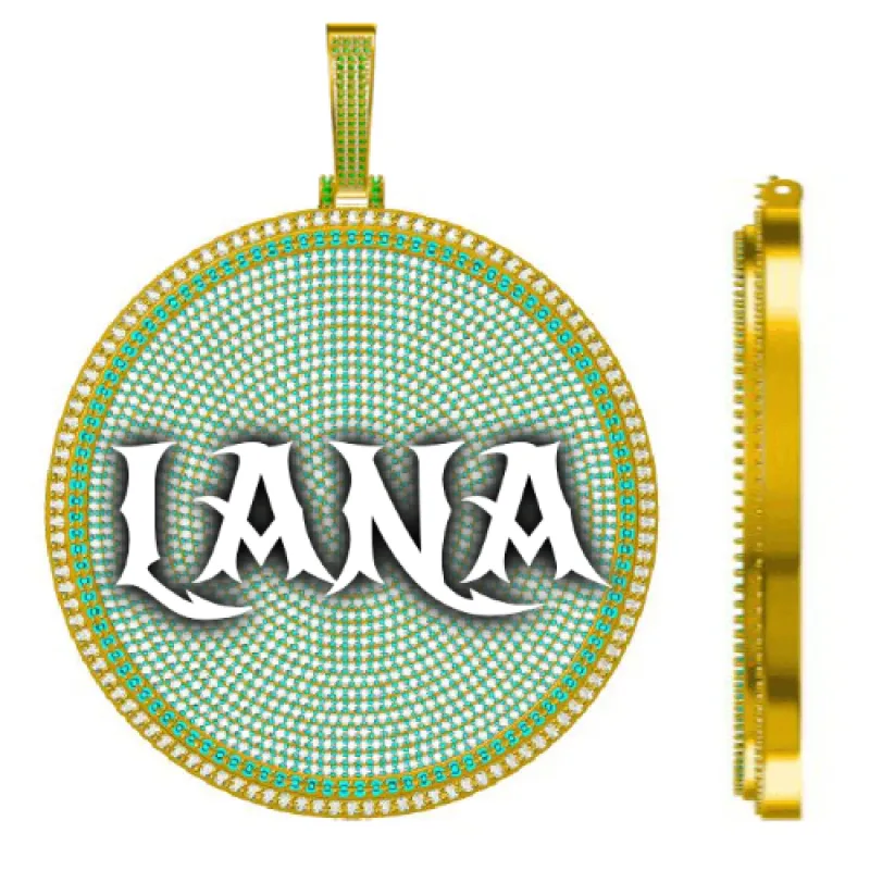 CUSTOM LETTER NECKLACE 3D BIG DISC sold by The GUU Shop