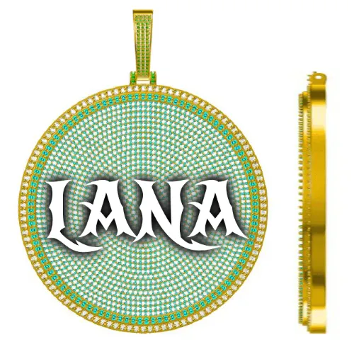 CUSTOM LETTER NECKLACE 3D BIG DISC sold by The GUU Shop