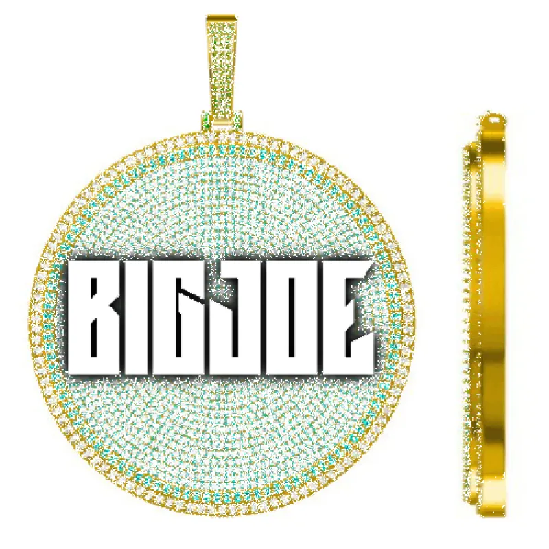 CUSTOM LETTER NECKLACE 3D BIG DISC sold by The GUU Shop