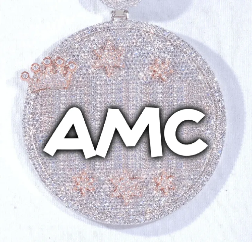 CUSTOM LETTER NECKLACE 3D BIG CROWN DISC sold by The GUU Shop