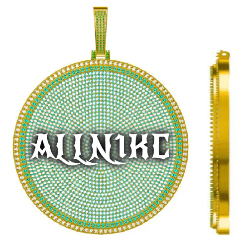 CUSTOM LETTER NECKLACE 3D BIG DISC sold by The GUU Shop