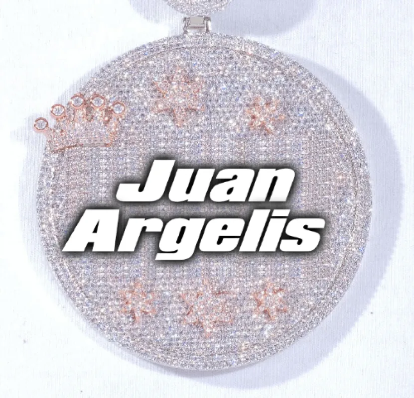 CUSTOM LETTER NECKLACE 3D BIG CROWN DISC sold by The GUU Shop