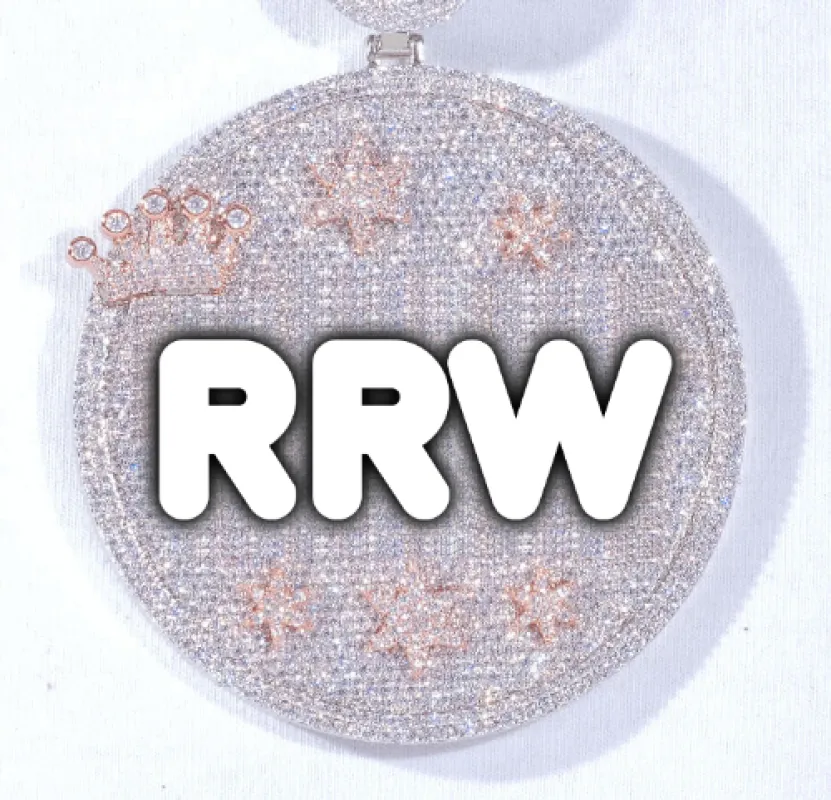 CUSTOM LETTER NECKLACE 3D BIG CROWN DISC sold by The GUU Shop