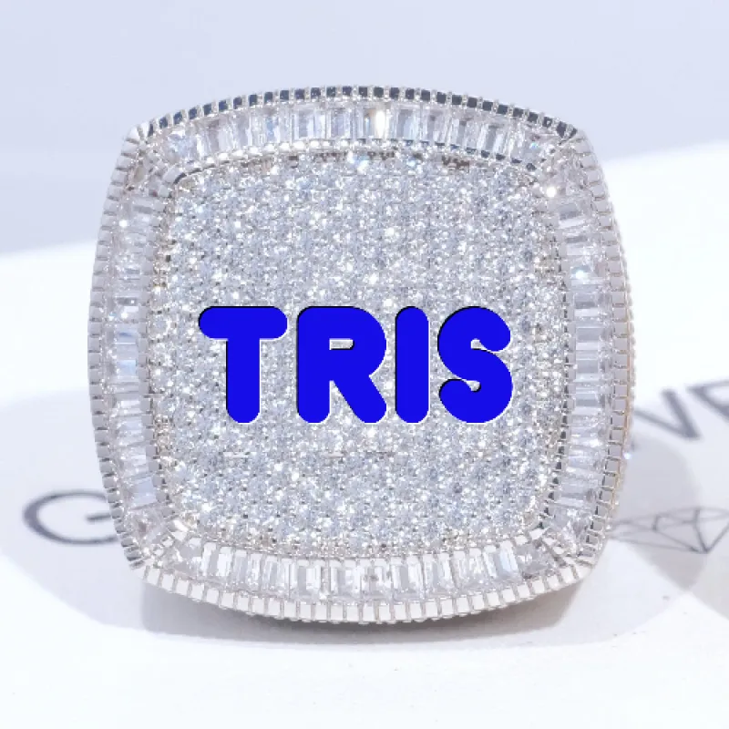 CUSTOM LETTER 3D ICED RING sold by The GUU Shop