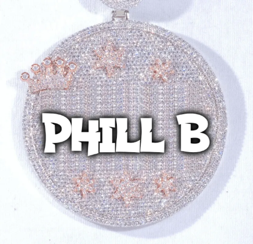 CUSTOM LETTER NECKLACE 3D BIG CROWN DISC sold by The GUU Shop