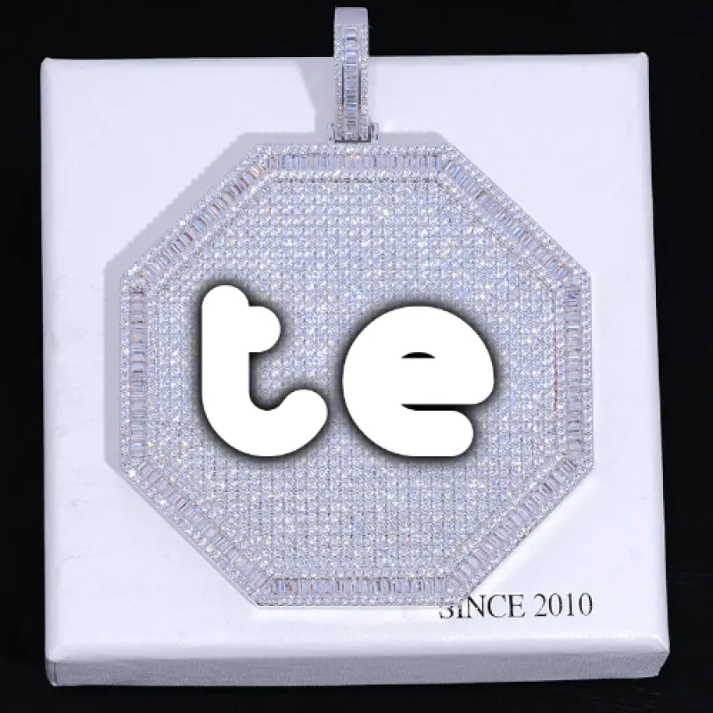 CUSTOM LETTER NECKLACE 3D BIG OCTAGON sold by The GUU Shop