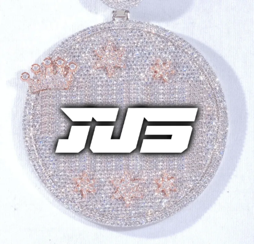 CUSTOM LETTER NECKLACE 3D BIG CROWN DISC sold by The GUU Shop