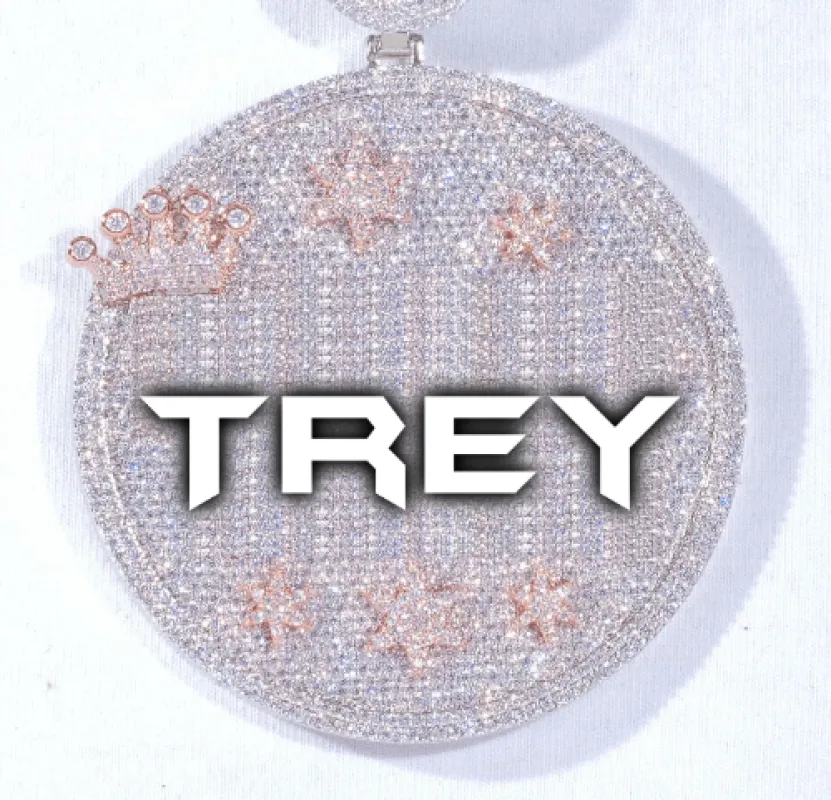 CUSTOM LETTER NECKLACE 3D BIG CROWN DISC sold by The GUU Shop