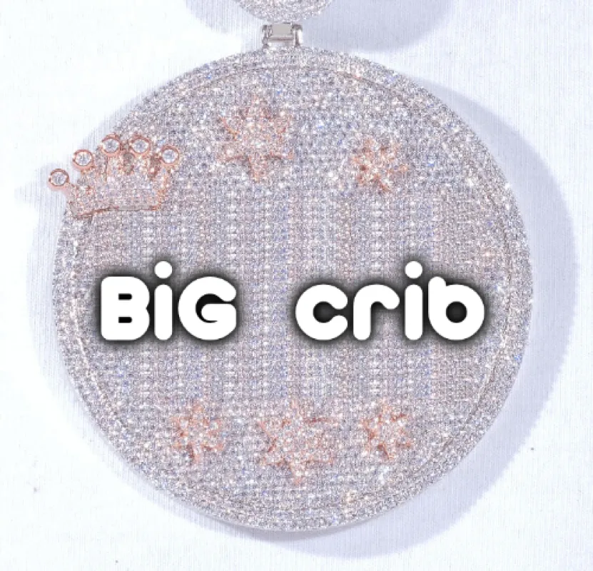 CUSTOM LETTER NECKLACE 3D BIG CROWN DISC sold by The GUU Shop