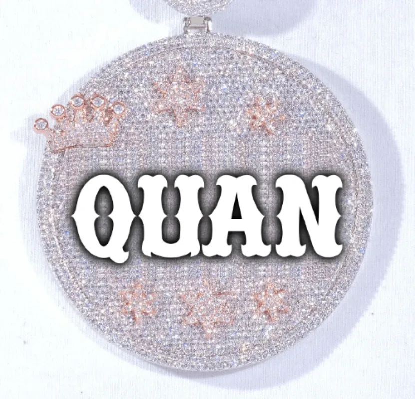 CUSTOM LETTER NECKLACE 3D BIG CROWN DISC sold by The GUU Shop