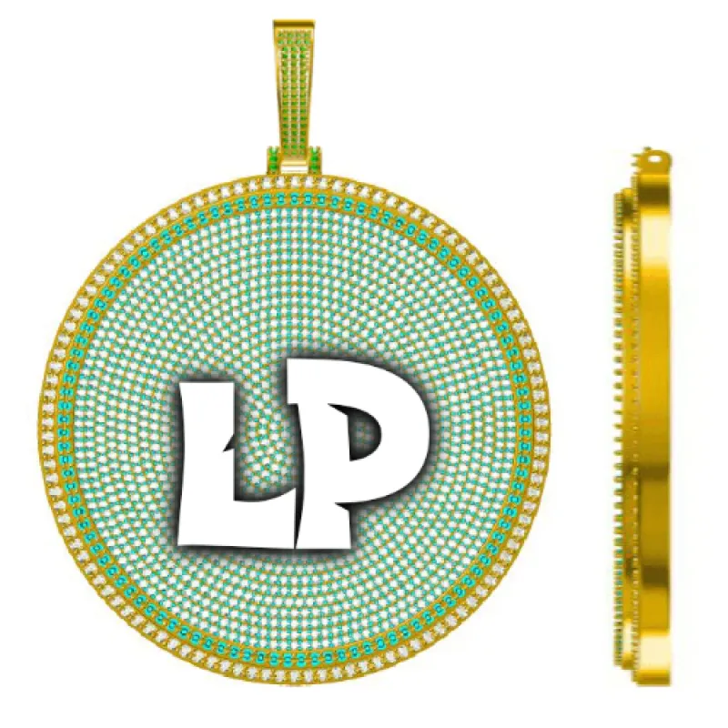 CUSTOM LETTER NECKLACE 3D BIG DISC sold by The GUU Shop