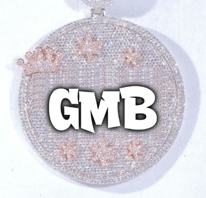 CUSTOM LETTER NECKLACE 3D BIG CROWN DISC sold by The GUU Shop