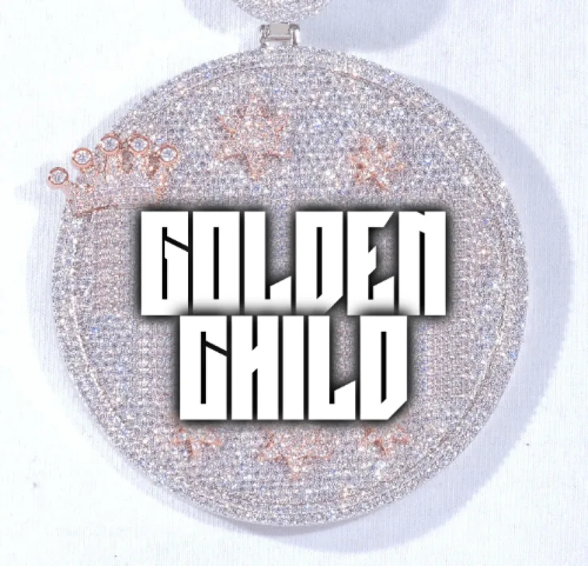 CUSTOM LETTER NECKLACE 3D BIG CROWN DISC sold by The GUU Shop