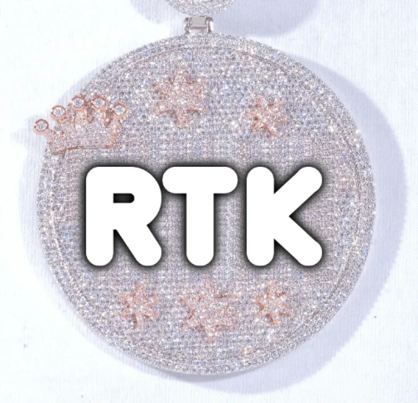 CUSTOM LETTER NECKLACE 3D BIG CROWN DISC sold by The GUU Shop