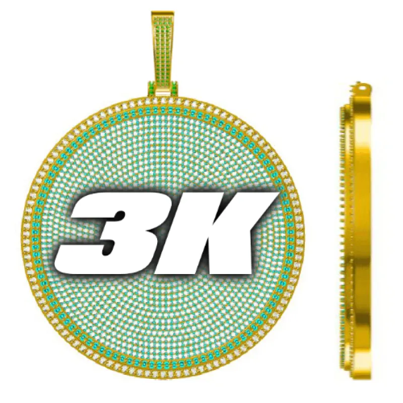 CUSTOM LETTER NECKLACE 3D BIG DISC sold by The GUU Shop