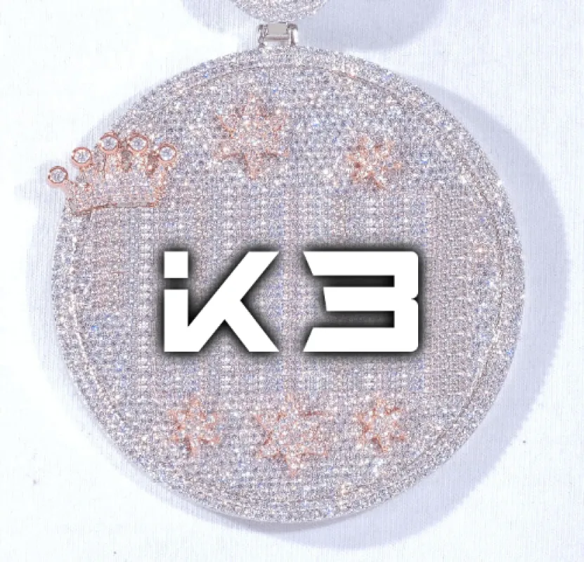 CUSTOM LETTER NECKLACE 3D BIG CROWN DISC sold by The GUU Shop