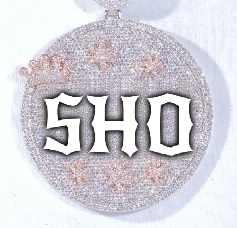 CUSTOM LETTER NECKLACE 3D BIG CROWN DISC sold by The GUU Shop
