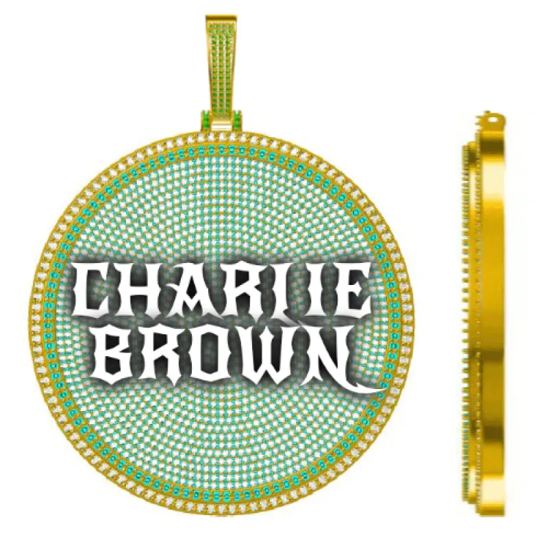 CUSTOM LETTER NECKLACE 3D BIG DISC sold by The GUU Shop