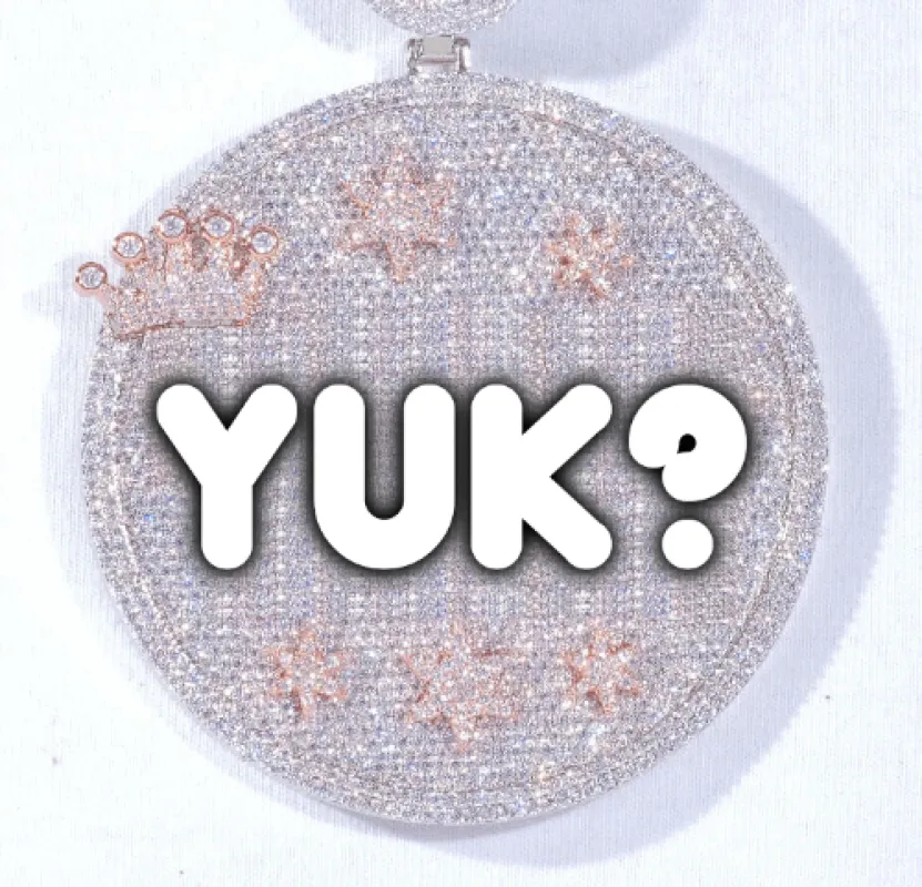 CUSTOM LETTER NECKLACE 3D BIG CROWN DISC sold by The GUU Shop