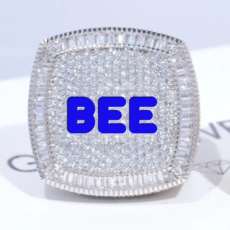 CUSTOM LETTER 3D ICED RING sold by The GUU Shop