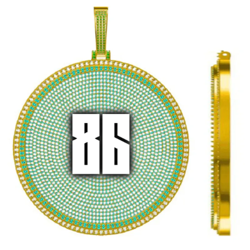 CUSTOM LETTER NECKLACE 3D BIG DISC sold by The GUU Shop