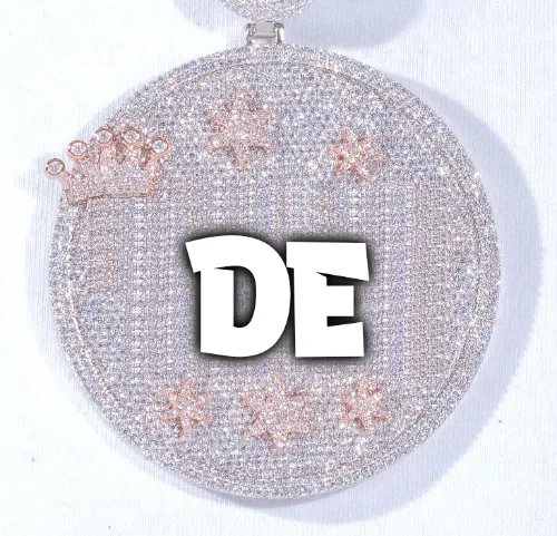 CUSTOM LETTER NECKLACE 3D BIG CROWN DISC sold by The GUU Shop