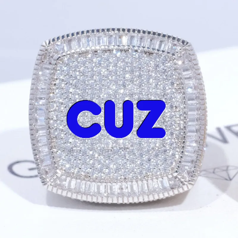 CUSTOM LETTER 3D ICED RING sold by The GUU Shop