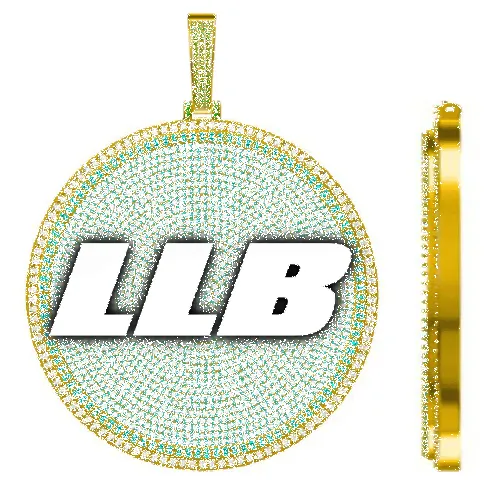 CUSTOM LETTER NECKLACE 3D BIG DISC sold by The GUU Shop