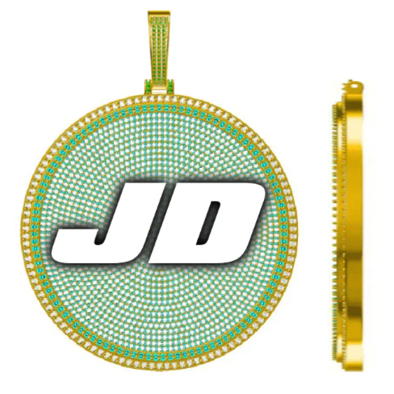 CUSTOM LETTER NECKLACE 3D BIG DISC sold by The GUU Shop