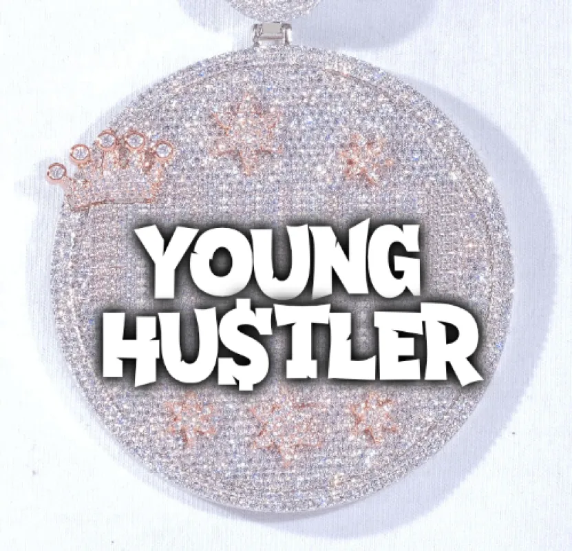 CUSTOM LETTER NECKLACE 3D BIG CROWN DISC sold by The GUU Shop