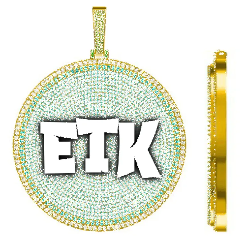 CUSTOM LETTER NECKLACE 3D BIG DISC sold by The GUU Shop