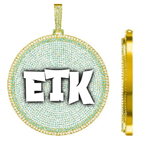 CUSTOM LETTER NECKLACE 3D BIG DISC sold by The GUU Shop