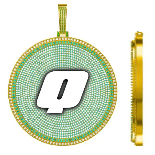 CUSTOM LETTER NECKLACE 3D BIG DISC sold by The GUU Shop