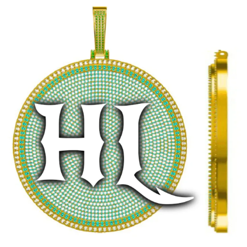 CUSTOM LETTER NECKLACE 3D BIG DISC sold by The GUU Shop