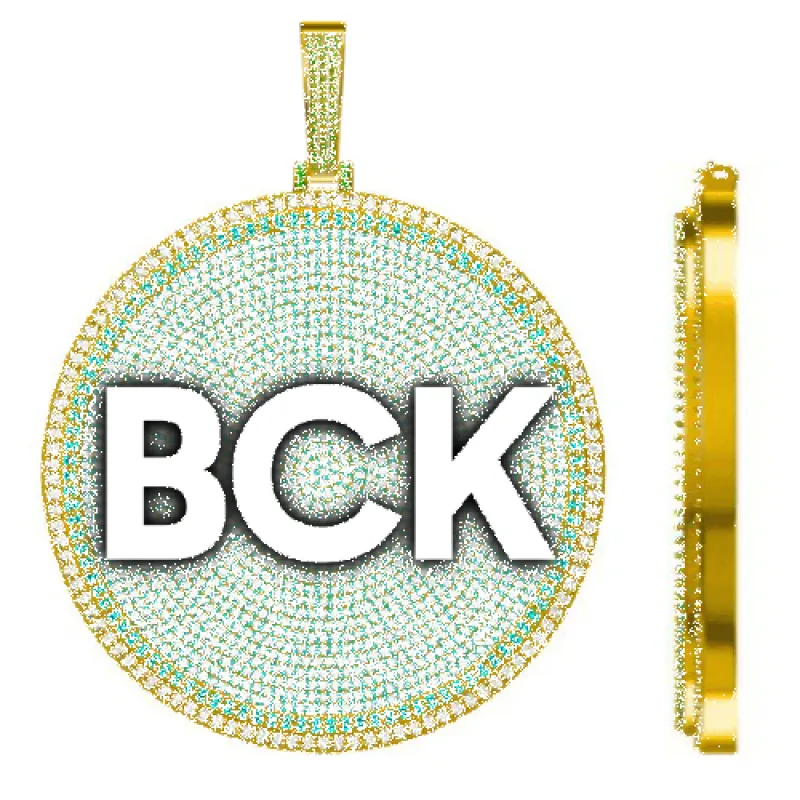 CUSTOM LETTER NECKLACE 3D BIG DISC sold by The GUU Shop