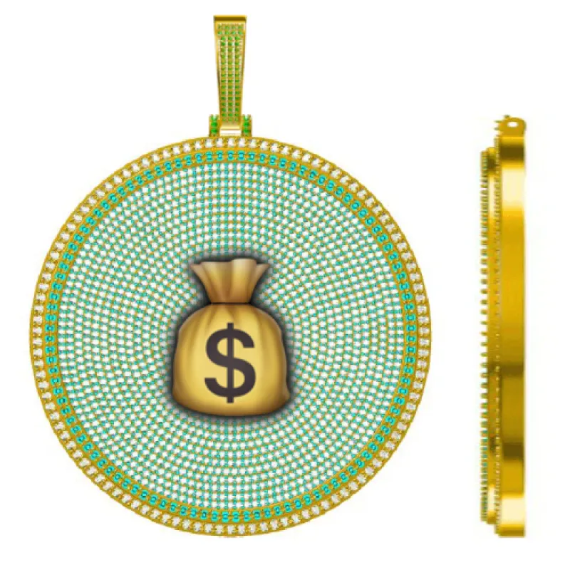 CUSTOM LETTER NECKLACE 3D BIG DISC sold by The GUU Shop