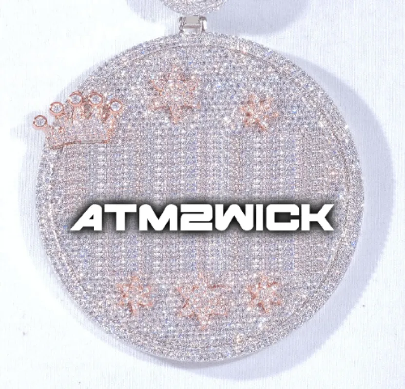 CUSTOM LETTER NECKLACE 3D BIG CROWN DISC sold by The GUU Shop