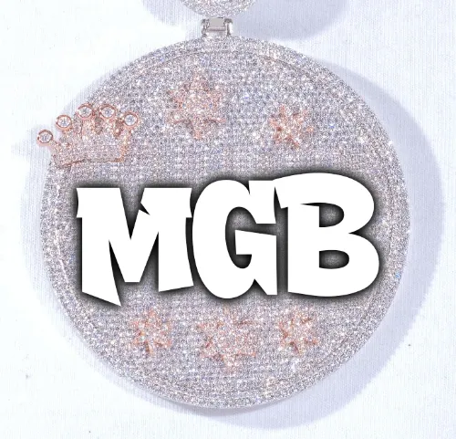 CUSTOM LETTER NECKLACE 3D BIG CROWN DISC sold by The GUU Shop