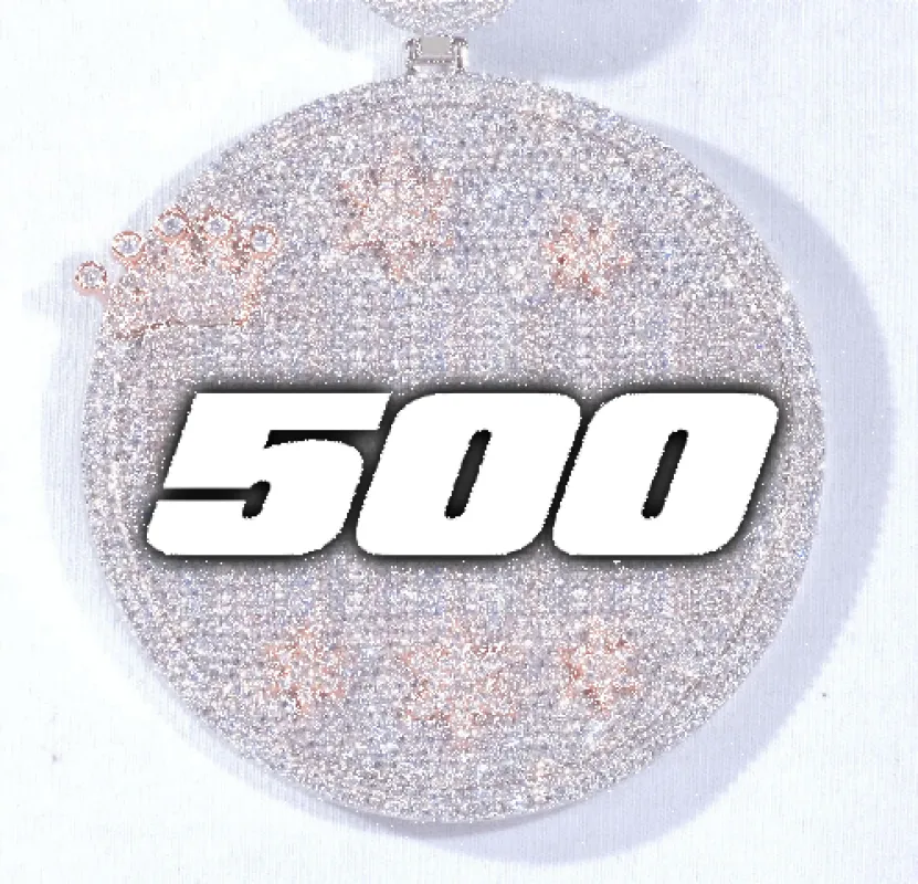 CUSTOM LETTER NECKLACE 3D BIG CROWN DISC sold by The GUU Shop