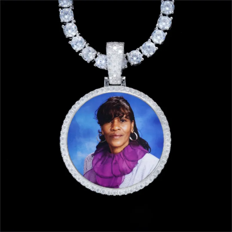 925S & VVS Moissanite 3D Circle Custom Picture Pendant sold by The GUU Shop