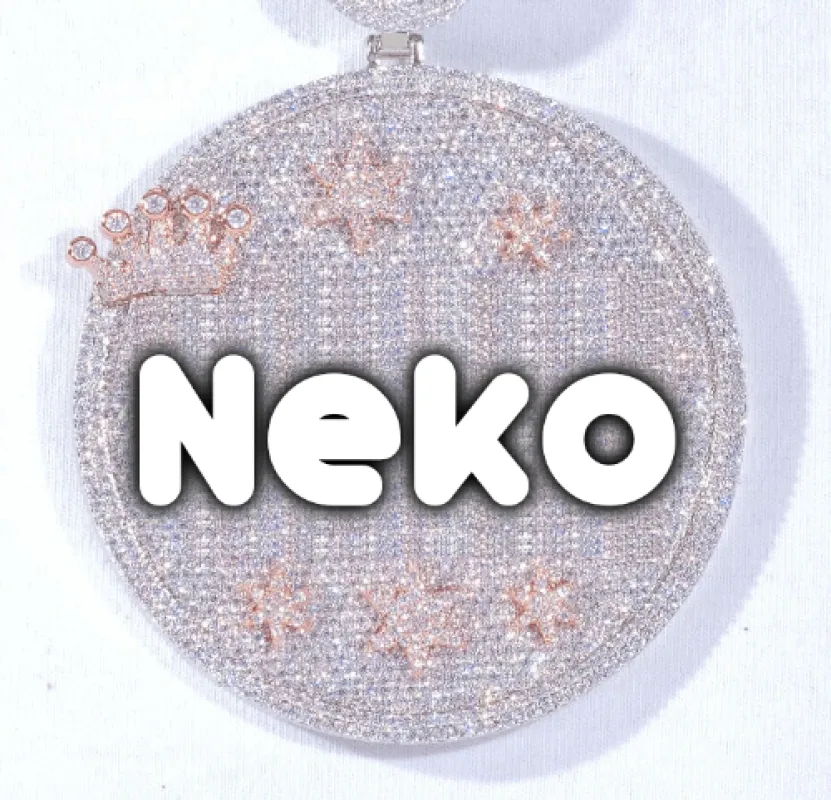 CUSTOM LETTER NECKLACE 3D BIG CROWN DISC sold by The GUU Shop