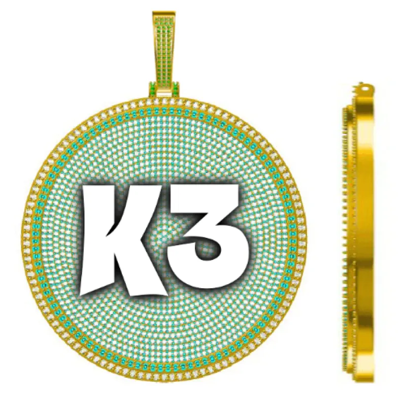 CUSTOM LETTER NECKLACE 3D BIG DISC sold by The GUU Shop