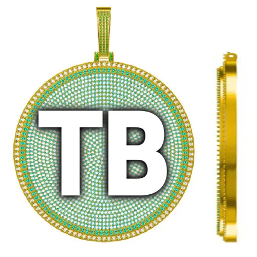 CUSTOM LETTER NECKLACE 3D BIG DISC sold by The GUU Shop