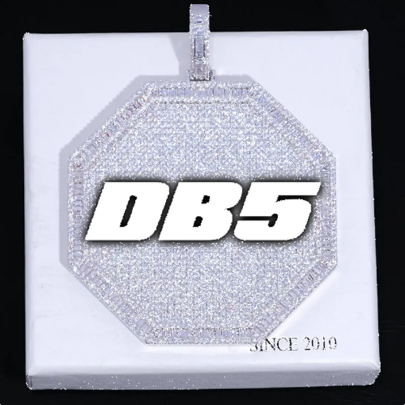 CUSTOM LETTER NECKLACE 3D BIG OCTAGON sold by The GUU Shop