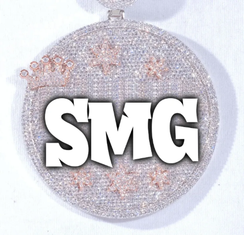 CUSTOM LETTER NECKLACE 3D BIG CROWN DISC sold by The GUU Shop