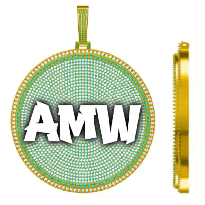 CUSTOM LETTER NECKLACE 3D BIG DISC sold by The GUU Shop